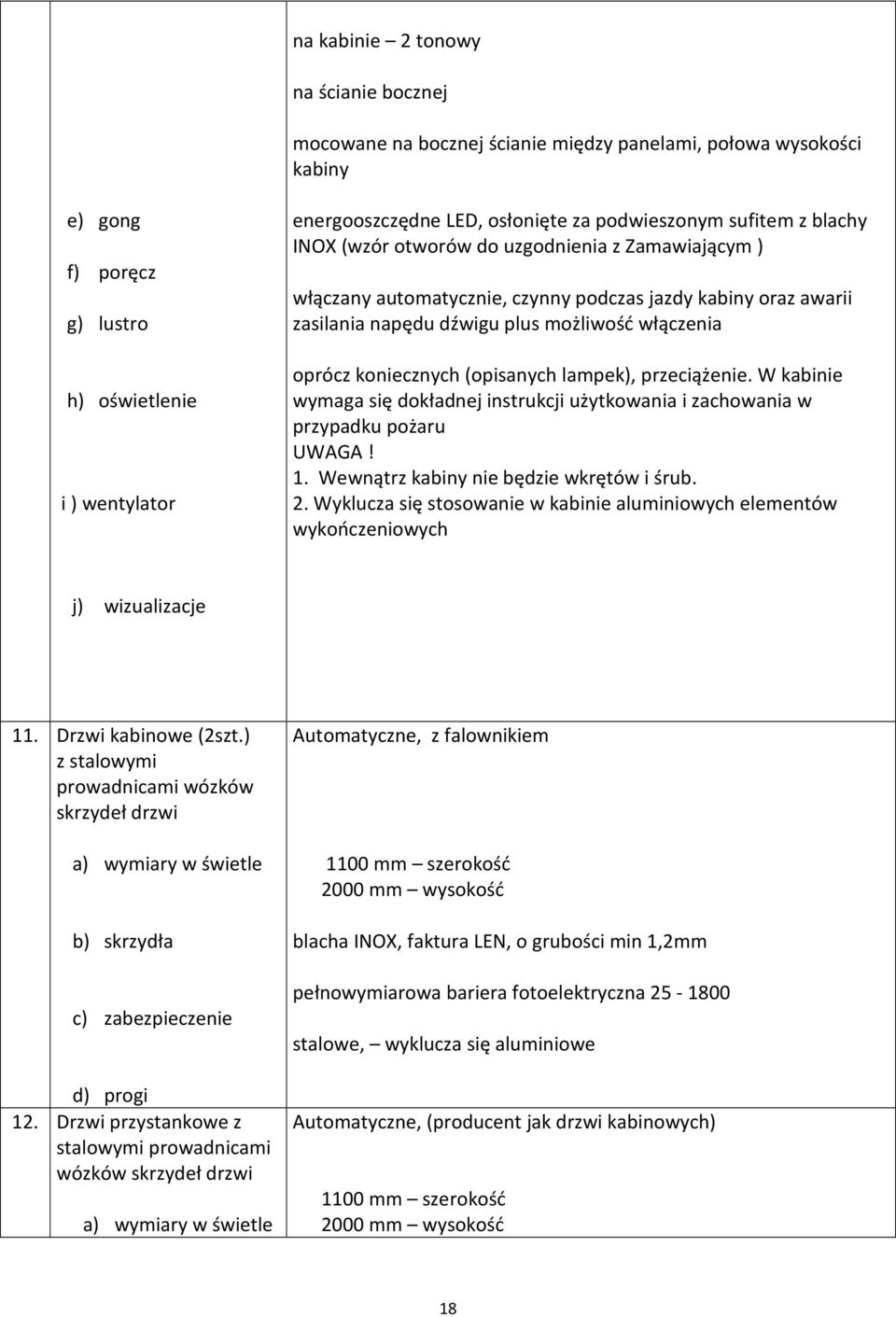 oprócz koniecznych (opisanych lampek), przeciążenie. W kabinie wymaga się dokładnej instrukcji użytkowania i zachowania w przypadku pożaru UWAGA! 1. Wewnątrz kabiny nie będzie wkrętów i śrub. 2.