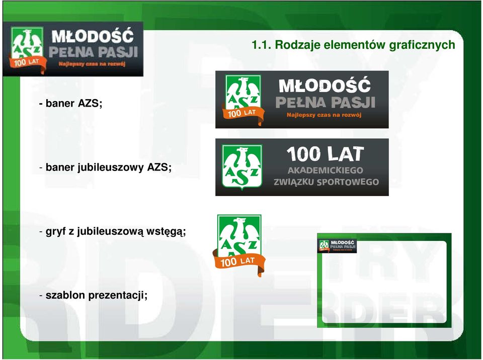 baner jubileuszowy AZS; - gryf