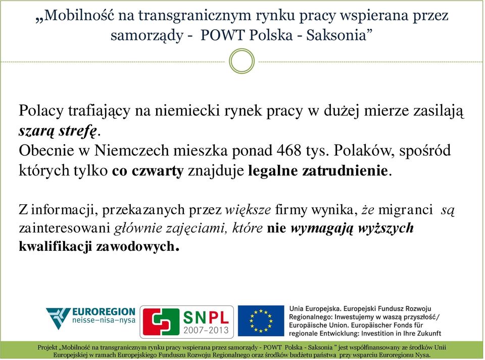 Polaków, spośród których tylko co czwarty znajduje legalne zatrudnienie.