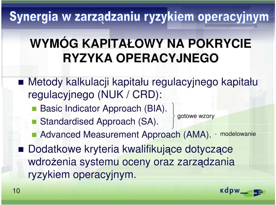 Standardised Approach (SA). gotowe wzory Advanced Measurement Approach (AMA).