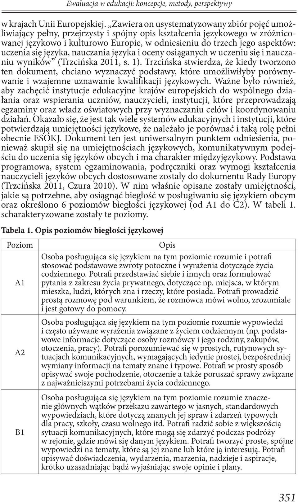uczenia się języka, nauczania języka i oceny osiąganych w uczeniu się i nauczaniu wyników (Trzcińska 2011, s. 1).