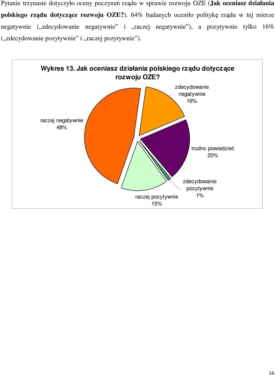 64% badanych oceniło politykę rządu w tej mierze negatywnie ( zdecydowanie negatywnie i raczej negatywnie ), a pozytywnie tylko
