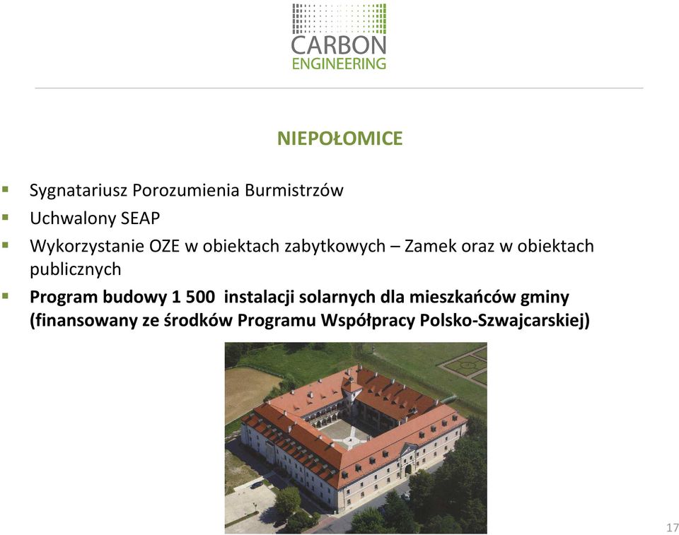 publicznych Program budowy 1 500 instalacji solarnych dla