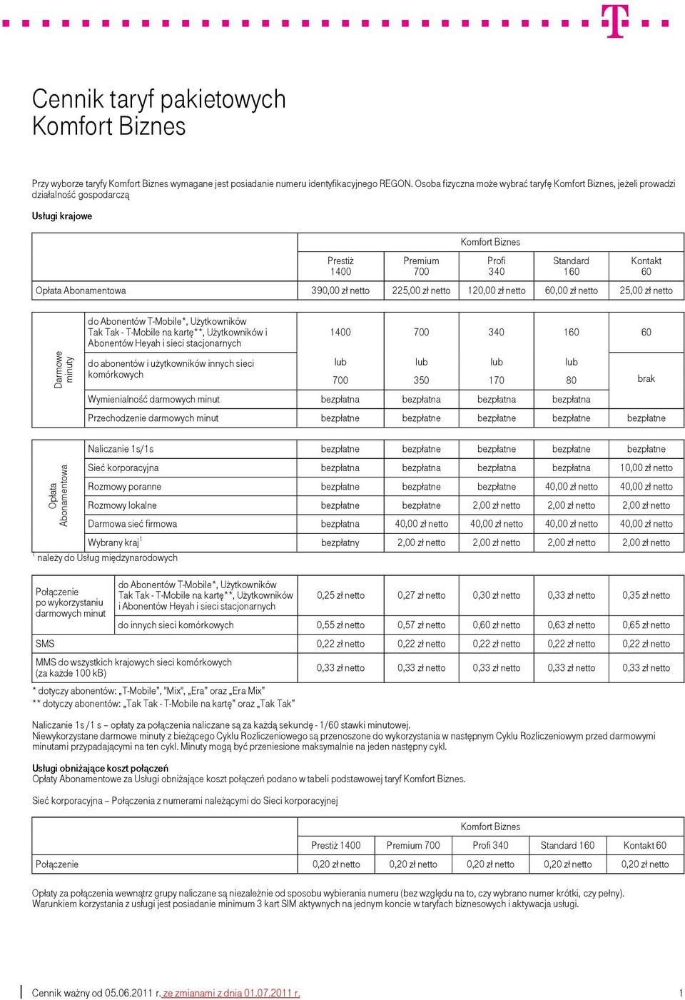 zł netto 2 Kontakt 60 Darmowe minuty do Abonentów T-Mobile*, Użytkowników Tak Tak - T-Mobile na kartę**, Użytkowników i Abonentów Heyah i sieci stacjonarnych do abonentów i użytkowników innych sieci