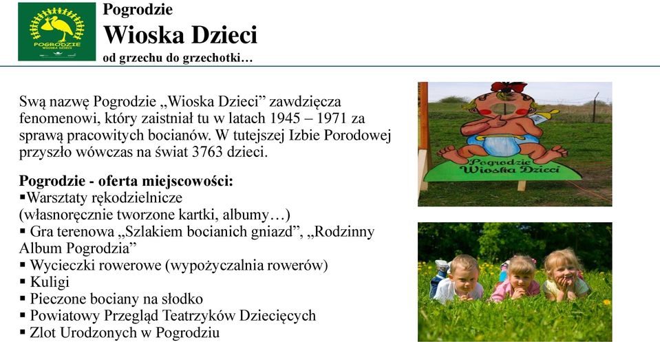Pogrodzie - oferta miejscowości: Warsztaty rękodzielnicze (własnoręcznie tworzone kartki, albumy ) Gra terenowa Szlakiem bocianich gniazd,