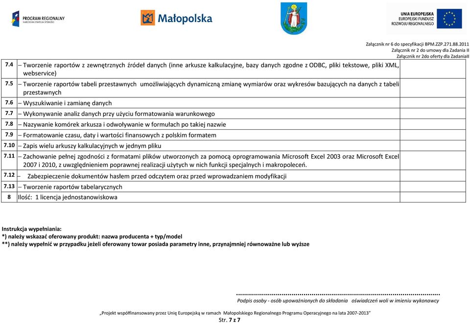 7 Wykonywanie analiz danych przy użyciu formatowania warunkowego 7.8 Nazywanie komórek arkusza i odwoływanie w formułach po takiej nazwie 7.