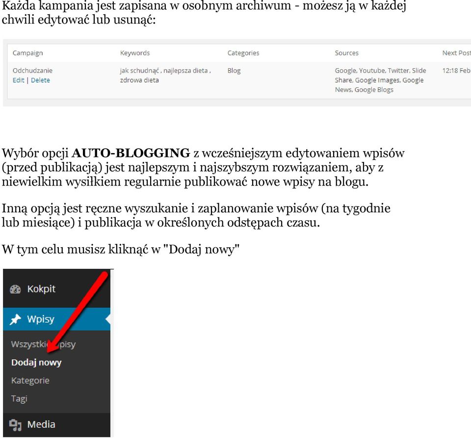 aby z niewielkim wysiłkiem regularnie publikować nowe wpisy na blogu.