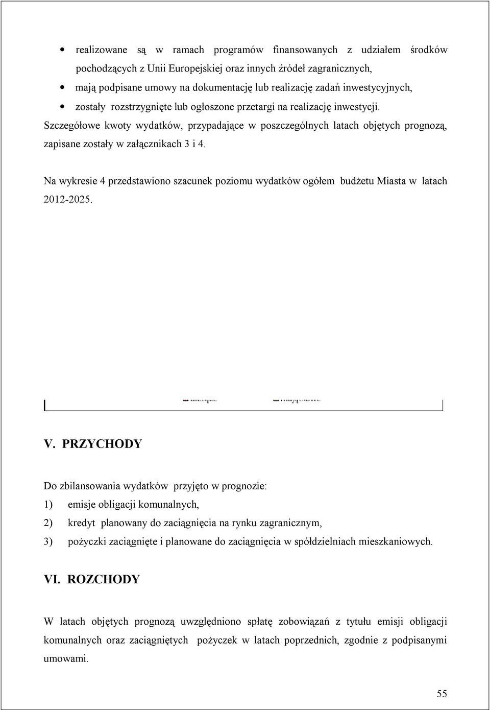 Szczegółowe kwoty wydatków, przypadające w poszczególnych latach objętych prognozą, zapisane zostały w załącznikach 3 i 4.