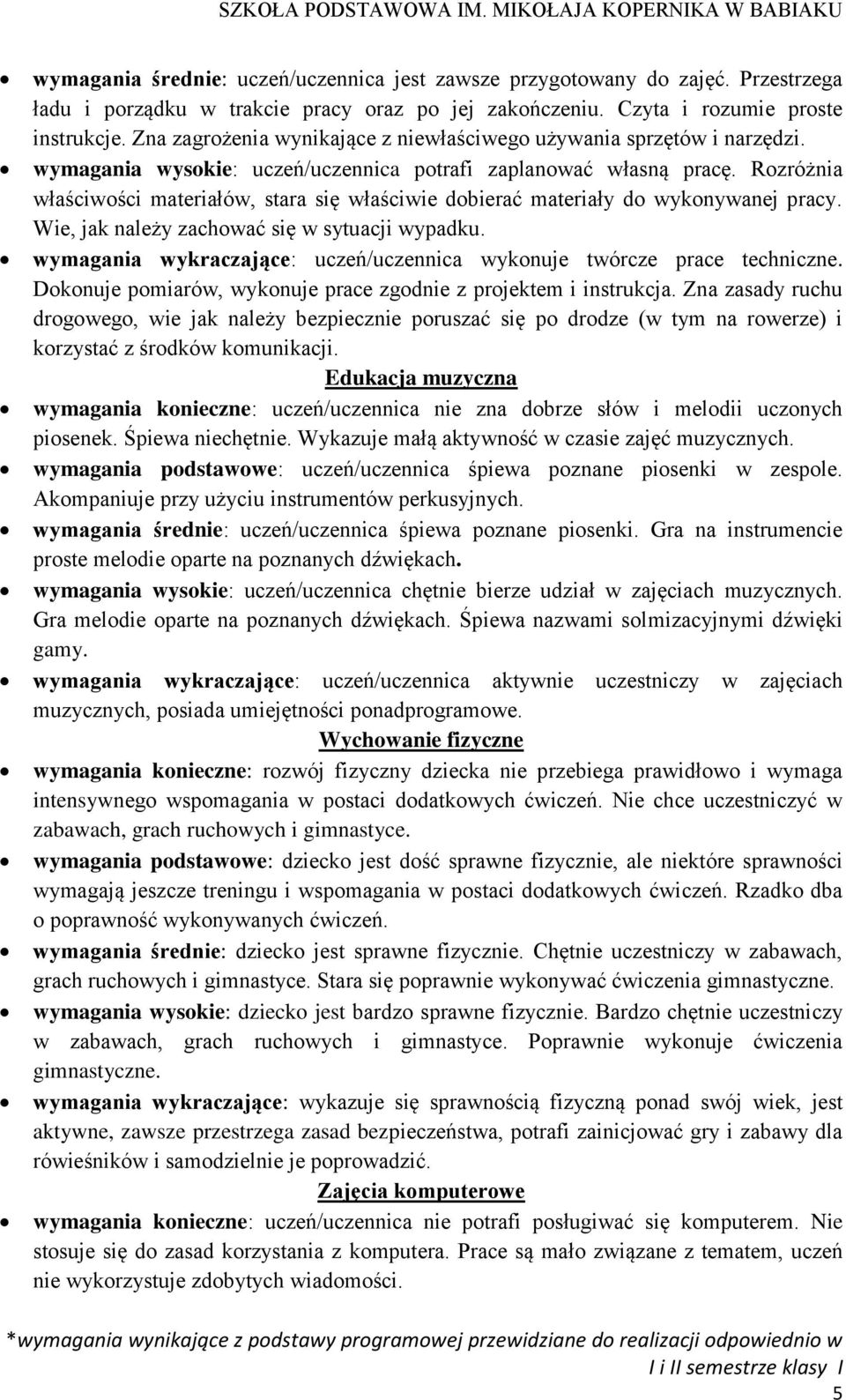 Rozróżnia właściwości materiałów, stara się właściwie dobierać materiały do wykonywanej pracy. Wie, jak należy zachować się w sytuacji wypadku.