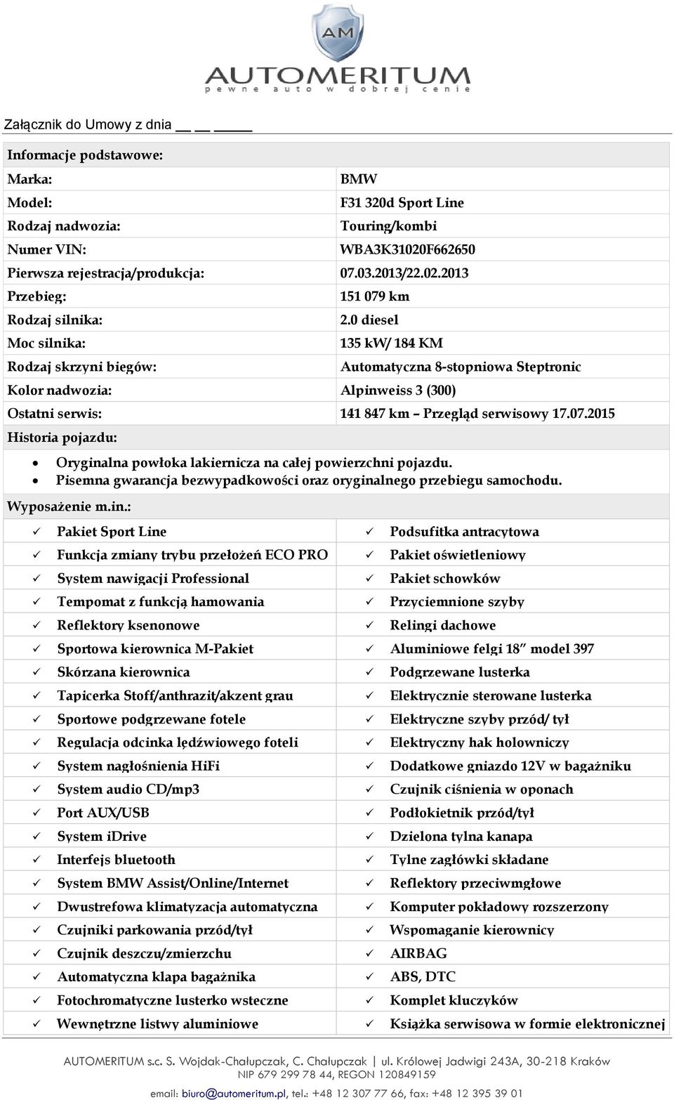 2015 Historia pojazdu: Orygina