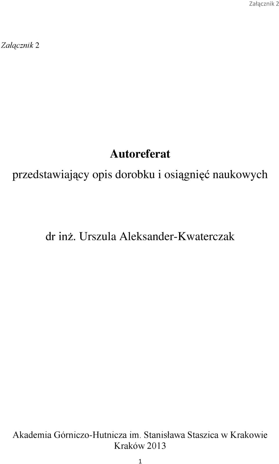 Urszula Aleksander-Kwaterczak Akademia