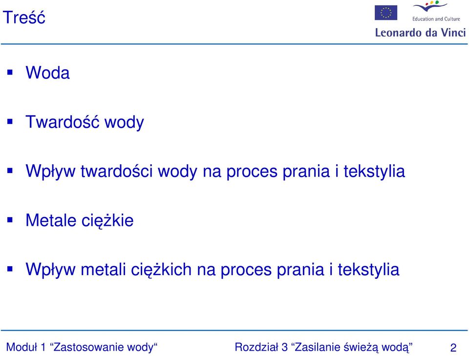 metali ciężkich na proces prania i tekstylia Moduł