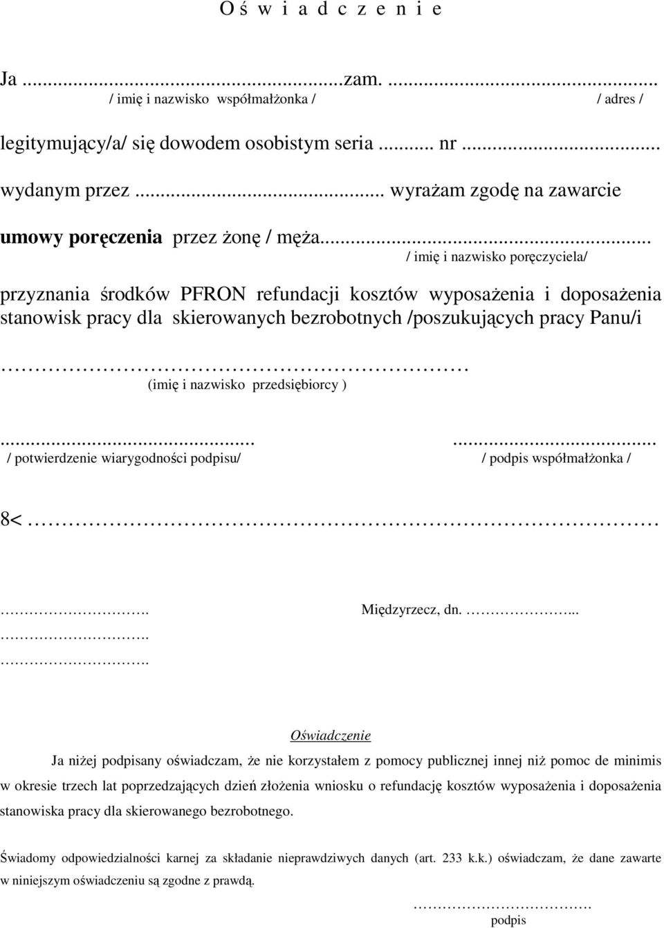 przedsiębiorcy ) 8<... Międzyrzecz, dn.