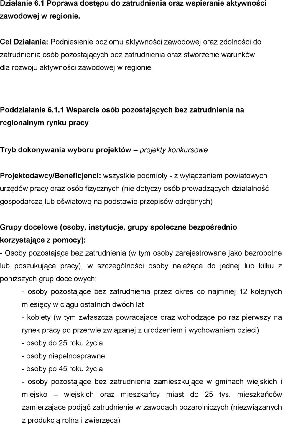 Poddziałanie 6.1.