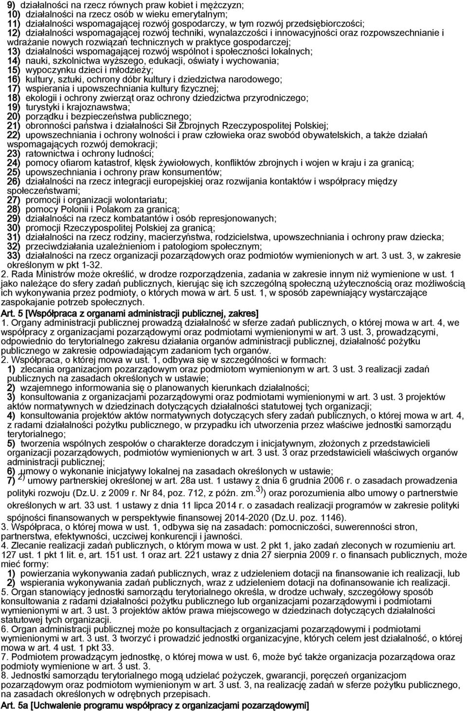 rozwój wspólnot i społeczności lokalnych; 14) nauki, szkolnictwa wyższego, edukacji, oświaty i wychowania; 15) wypoczynku dzieci i młodzieży; 16) kultury, sztuki, ochrony dóbr kultury i dziedzictwa