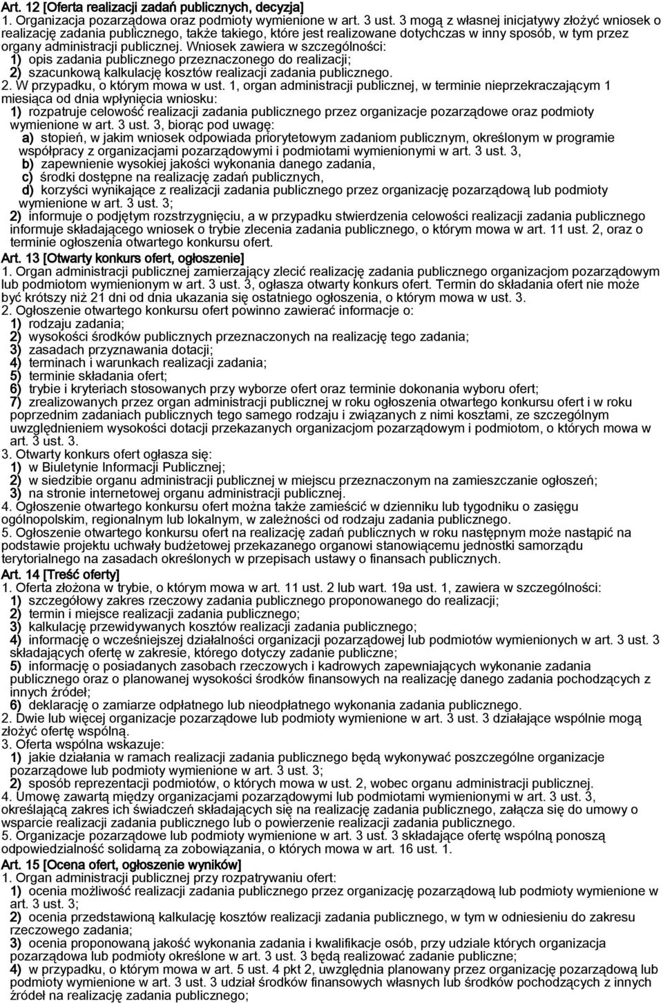 Wniosek zawiera w szczególności: 1) opis zadania publicznego przeznaczonego do realizacji; 2) szacunkową kalkulację kosztów realizacji zadania publicznego. 2. W przypadku, o którym mowa w ust.