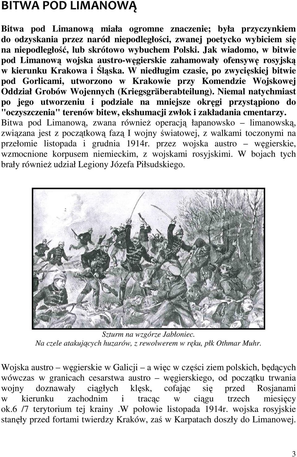 W niedługim czasie, po zwycięskiej bitwie pod Gorlicami, utworzono w Krakowie przy Komendzie Wojskowej Oddział Grobów Wojennych (Kriegsgräberabteilung).