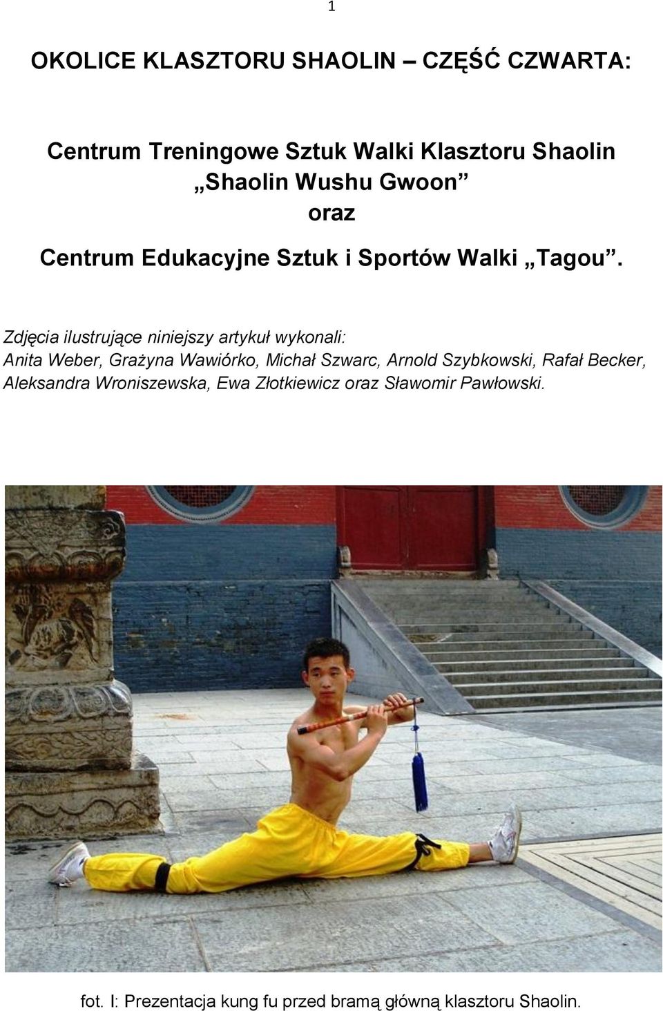 Zdjęcia ilustrujące niniejszy artykuł wykonali: Anita Weber, Grażyna Wawiórko, Michał Szwarc, Arnold