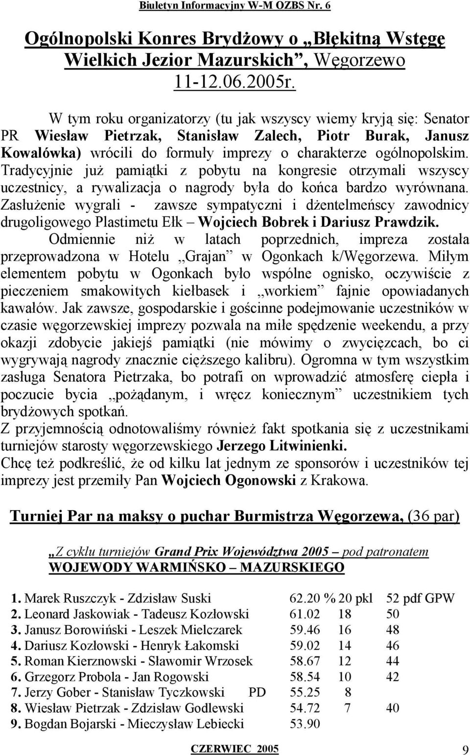 Tradycyjnie już pamiątki z pobytu na kongresie otrzymali wszyscy uczestnicy, a rywalizacja o nagrody była do końca bardzo wyrównana.