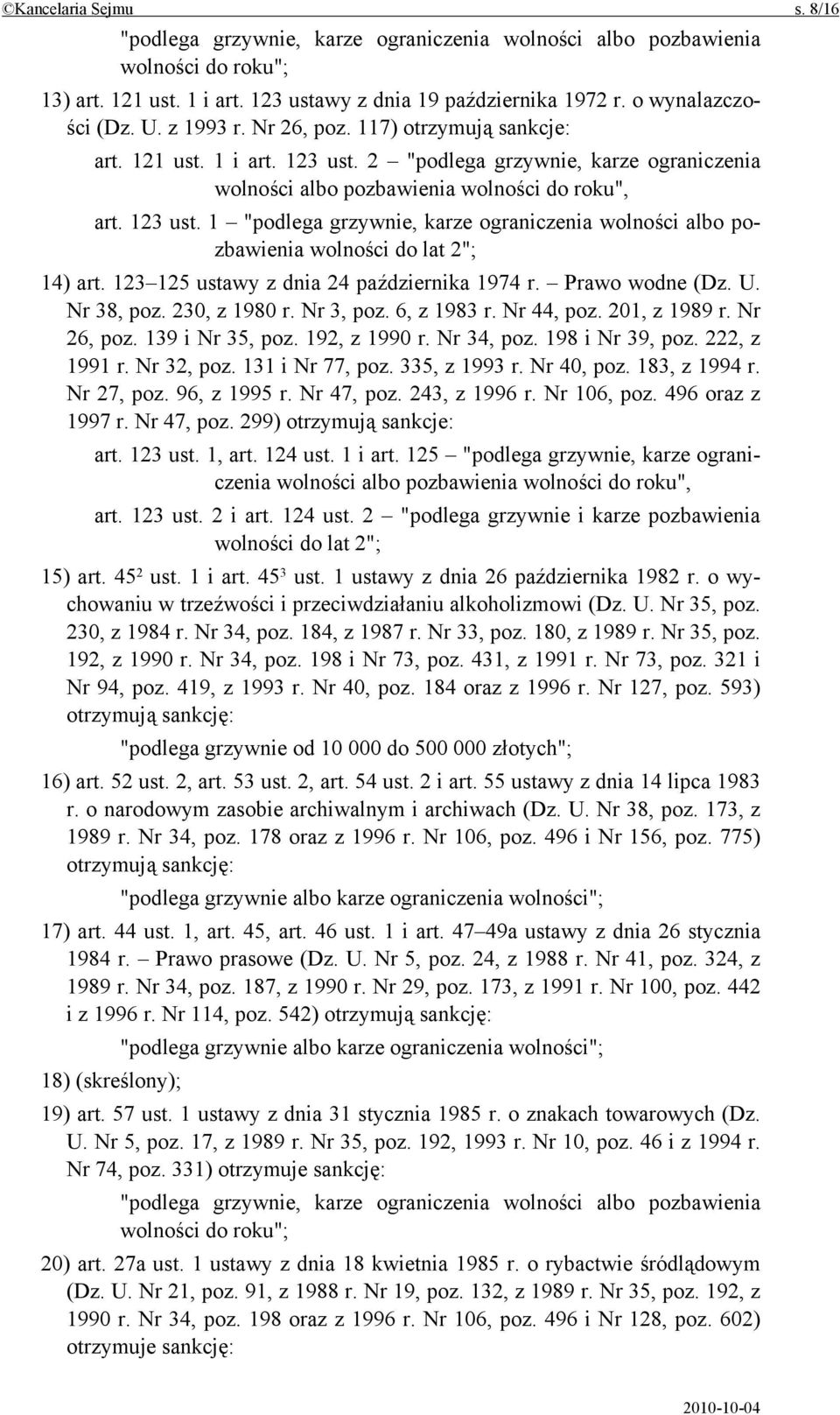 192, z 1990 r. Nr 34, poz. 198 i Nr 39, poz. 222, z 1991 r. Nr 32, poz. 131 i Nr 77, poz. 335, z 1993 r. Nr 40, poz. 183, z 1994 r. Nr 27, poz. 96, z 1995 r. Nr 47, poz. 243, z 1996 r. Nr 106, poz.