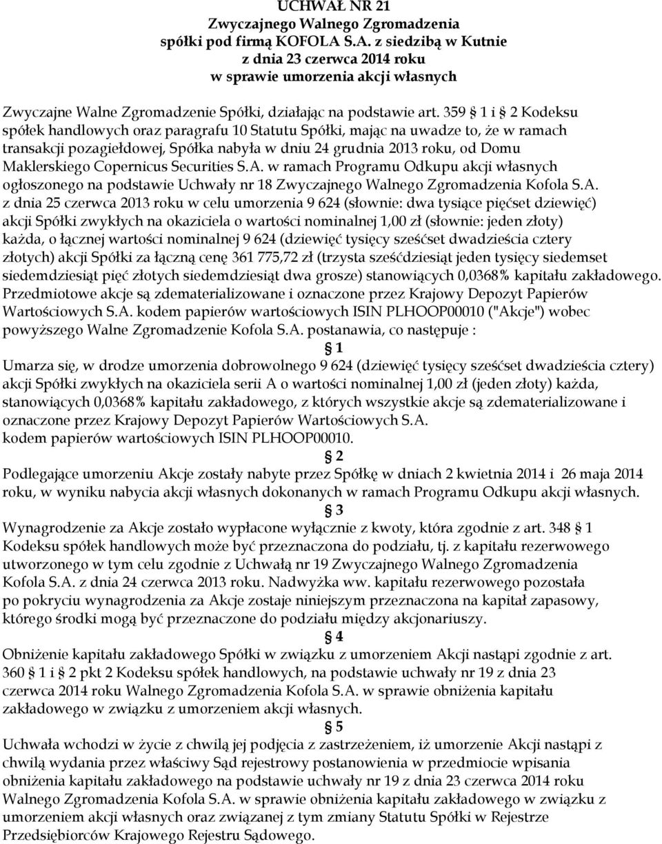 Copernicus Securities S.A.