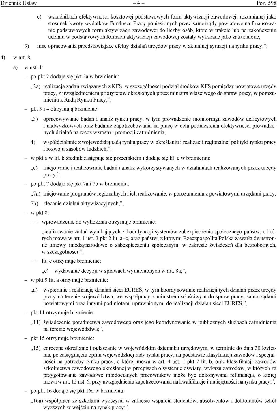 podstawowych form aktywizacji zawodowej do liczby osób, które w trakcie lub po zakończeniu udziału w podstawowych formach aktywizacji zawodowej zostały wykazane jako zatrudnione; 3) inne opracowania