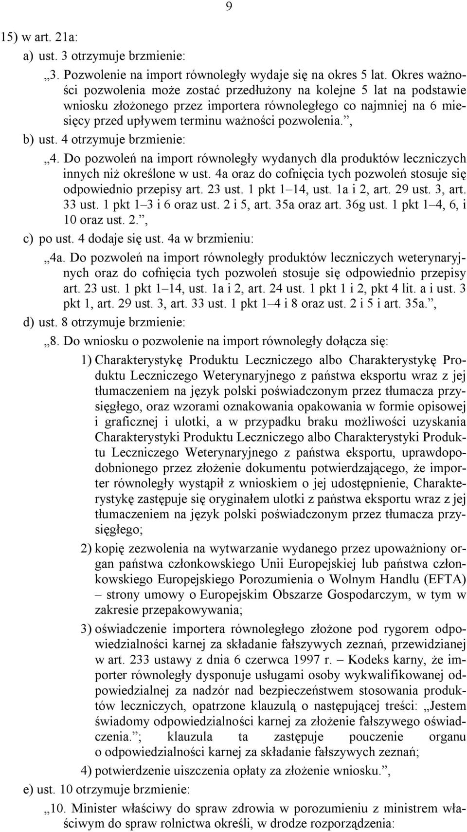 , b) ust. 4 otrzymuje brzmienie: 4. Do pozwoleń na import równoległy wydanych dla produktów leczniczych innych niż określone w ust.