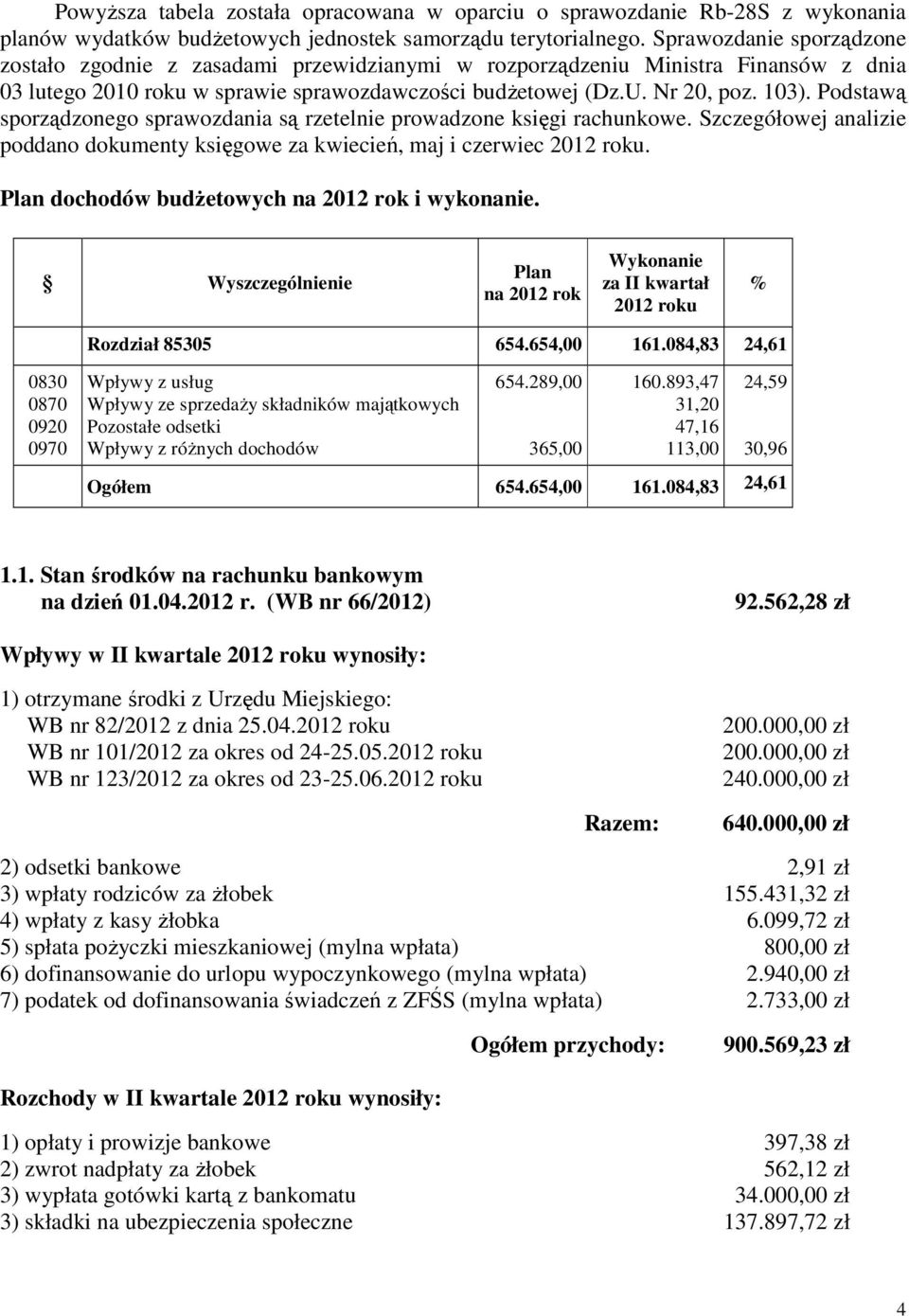 Podstawą sporządzonego sprawozdania są rzetelnie prowadzone księgi rachunkowe. Szczegółowej analizie poddano dokumenty księgowe za kwiecień, maj i czerwiec.