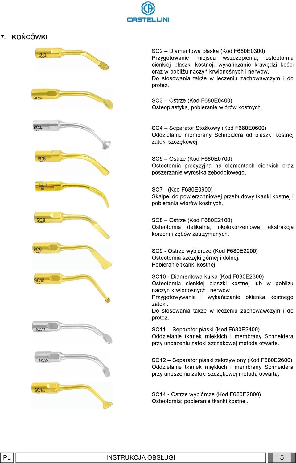 SC4 Separator Stożkowy (Kod F680E0600) Oddzielanie membrany Schneidera od blaszki kostnej zatoki szczękowej.