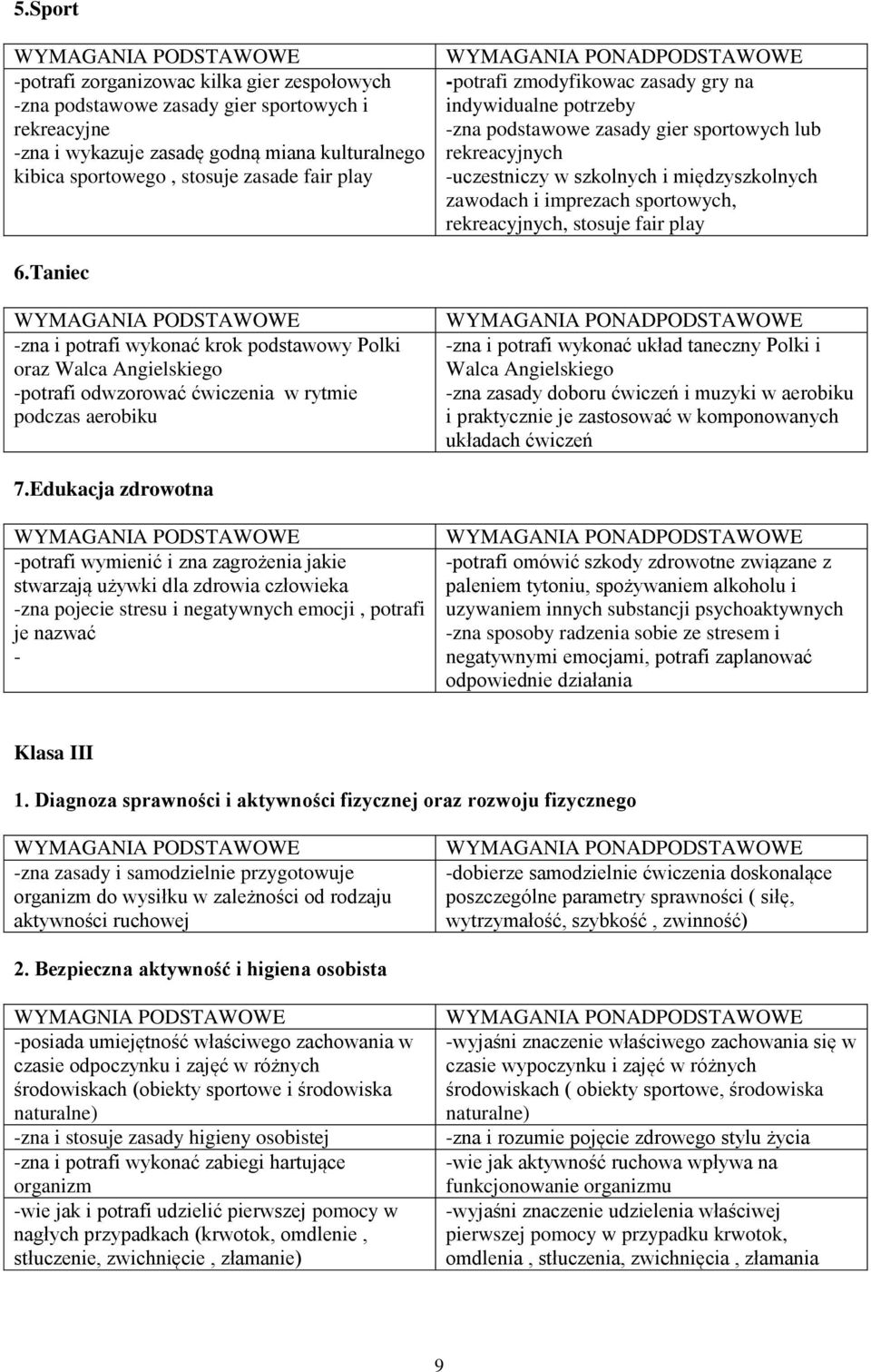 rekreacyjnych, stosuje fair play 6.