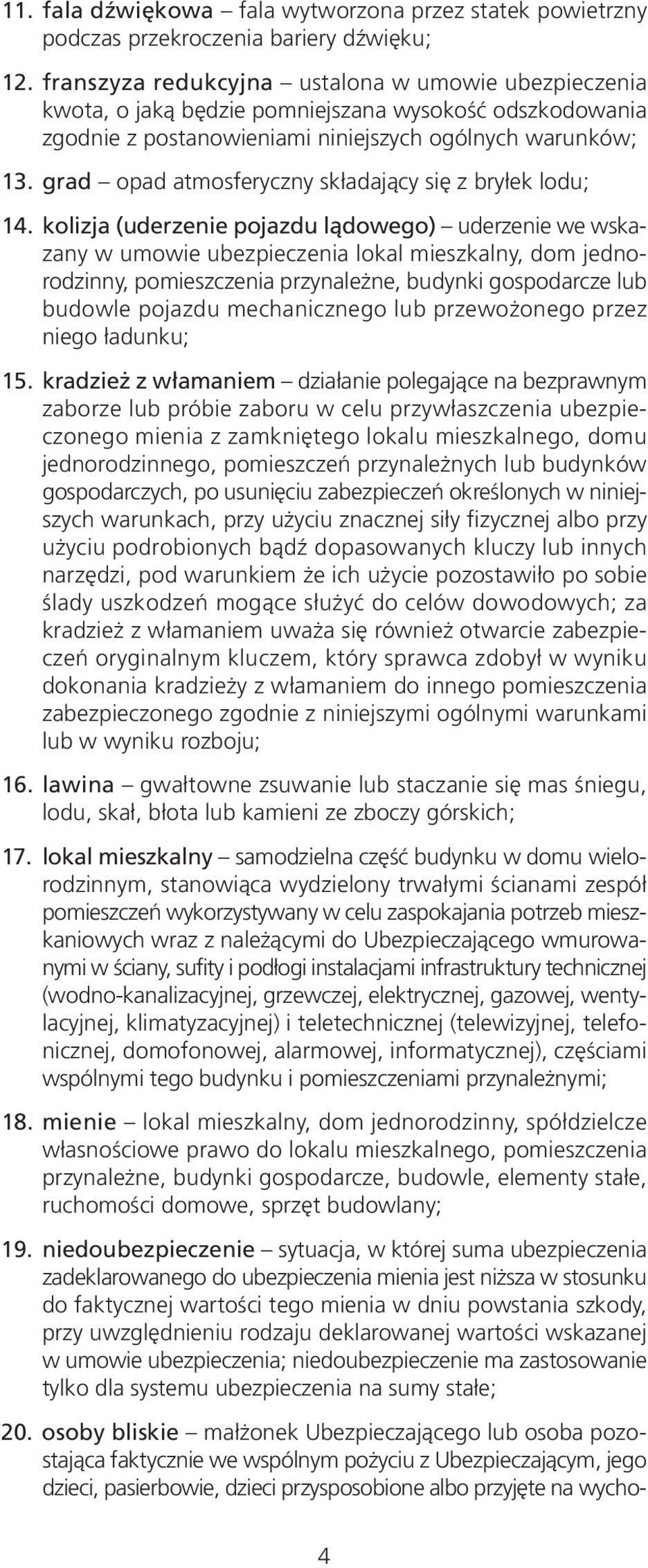 grad opad atmosferyczny składający się z bryłek lodu; 14.