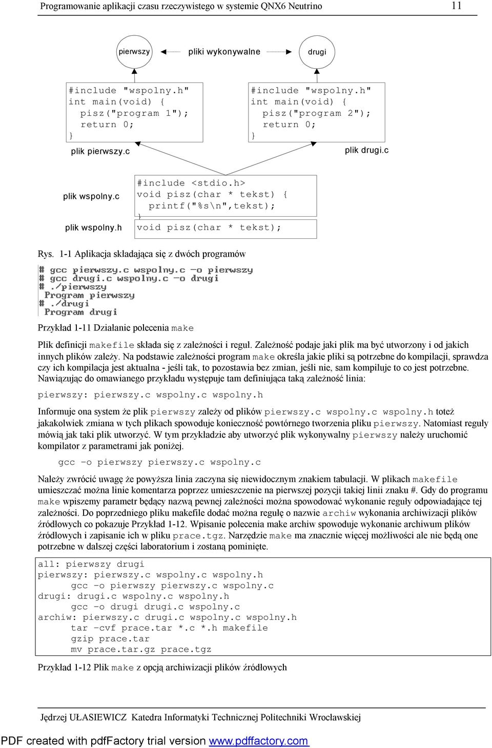 h> void pisz(char * tekst) { printf("%s\n",tekst); void pisz(char * tekst); Rys.