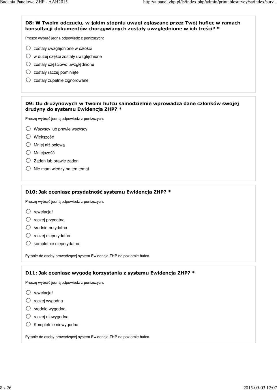 Ilu drużynowych w Twoim hufcu samodzielnie wprowadza dane członków swojej drużyny do systemu Ewidencja ZHP?