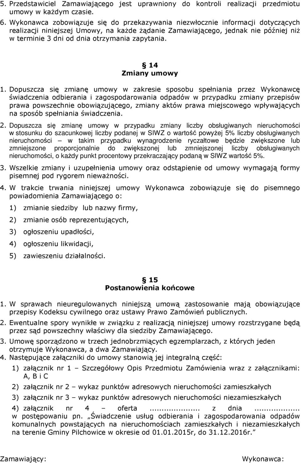 zapytania. 14 Zmiany umowy 1.