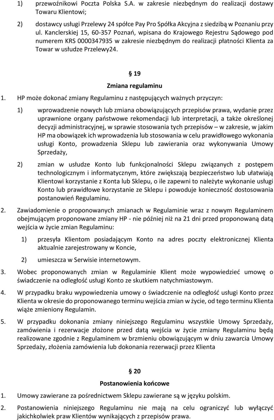 19 Zmiana regulaminu 1.