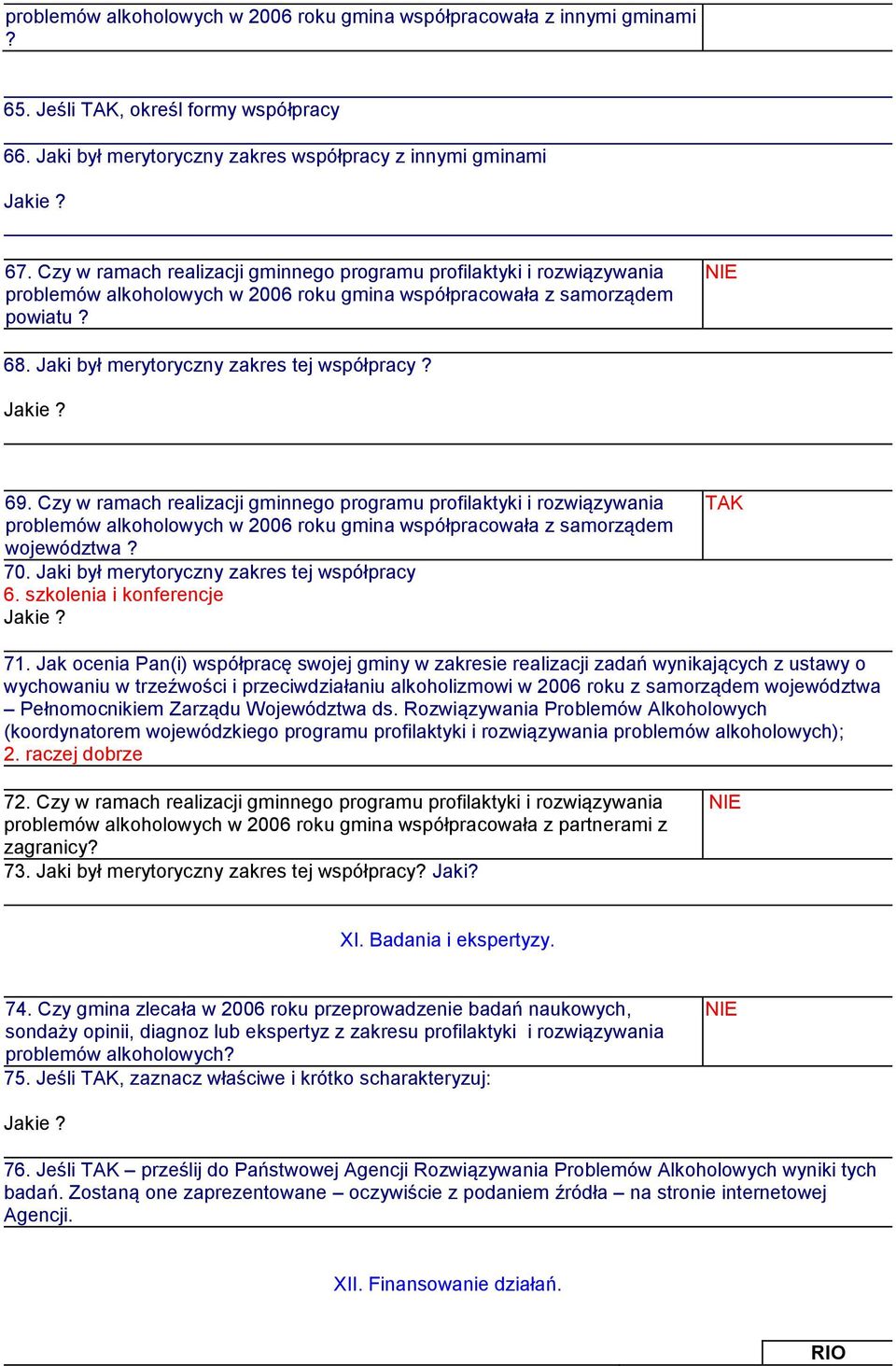 Czy w ramach realizacji gminnego programu profilaktyki i rozwiązywania problemów alkoholowych w 26 roku gmina współpracowała z samorządem województwa? 7. Jaki był merytoryczny zakres tej współpracy 6.