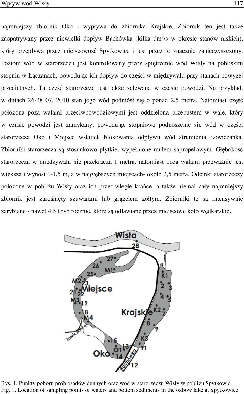 Poziom wód w starorzeczu jest kontrolowany przez spiętrzenie wód Wisły na pobliskim stopniu w Łączanach, powodując ich dopływ do części w międzywalu przy stanach powyżej przeciętnych.