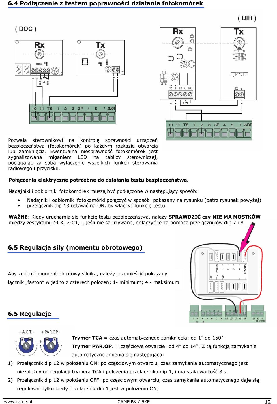 Połączenia elektryczne potrzebne do działania testu bezpieczeństwa.