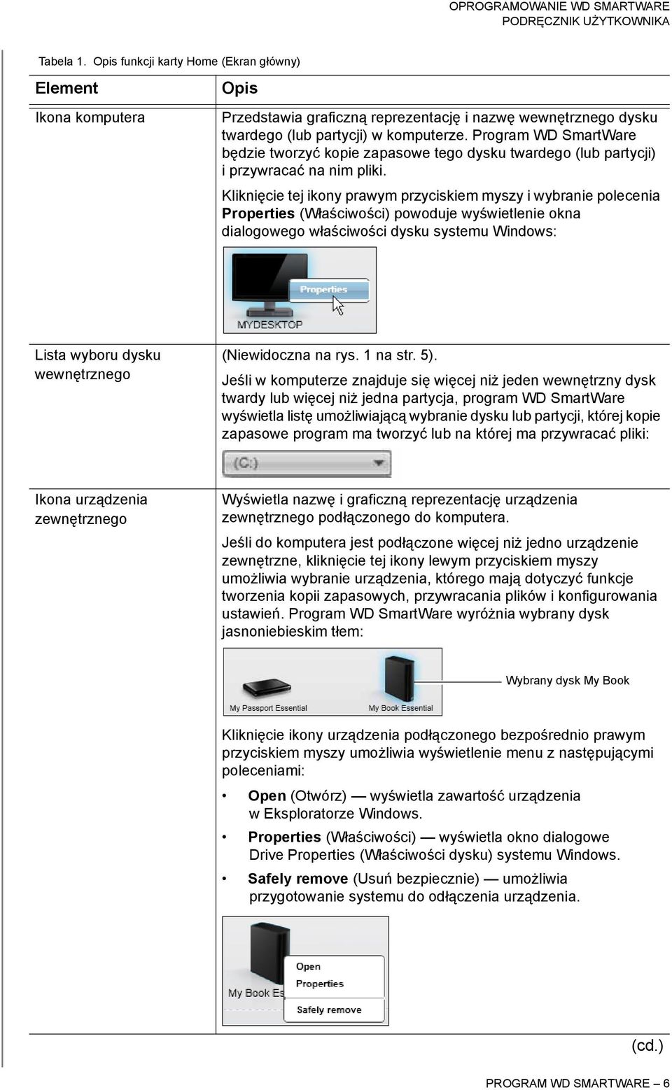 Kliknięcie tej ikony prawym przyciskiem myszy i wybranie polecenia Properties (Właściwości) powoduje wyświetlenie okna dialogowego właściwości dysku systemu Windows: Lista wyboru dysku wewnętrznego