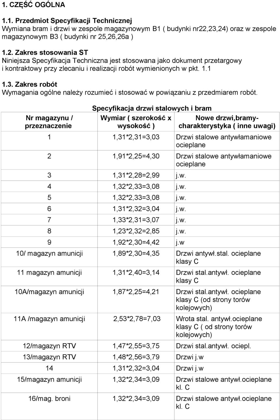 1.1 1.3. Zakres robót Wymagania ogólne należy rozumieć i stosować w powiązaniu z przedmiarem robót.