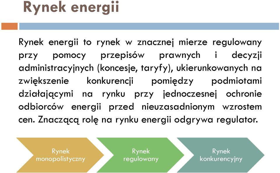 podmiotami działającymi na rynku przy jednoczesnej ochronie odbiorców energii przed nieuzasadnionym