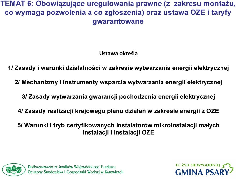 pochodzenia energii elektrycznej 4/ Zasady realizacji krajowego planu działań w zakresie energii z