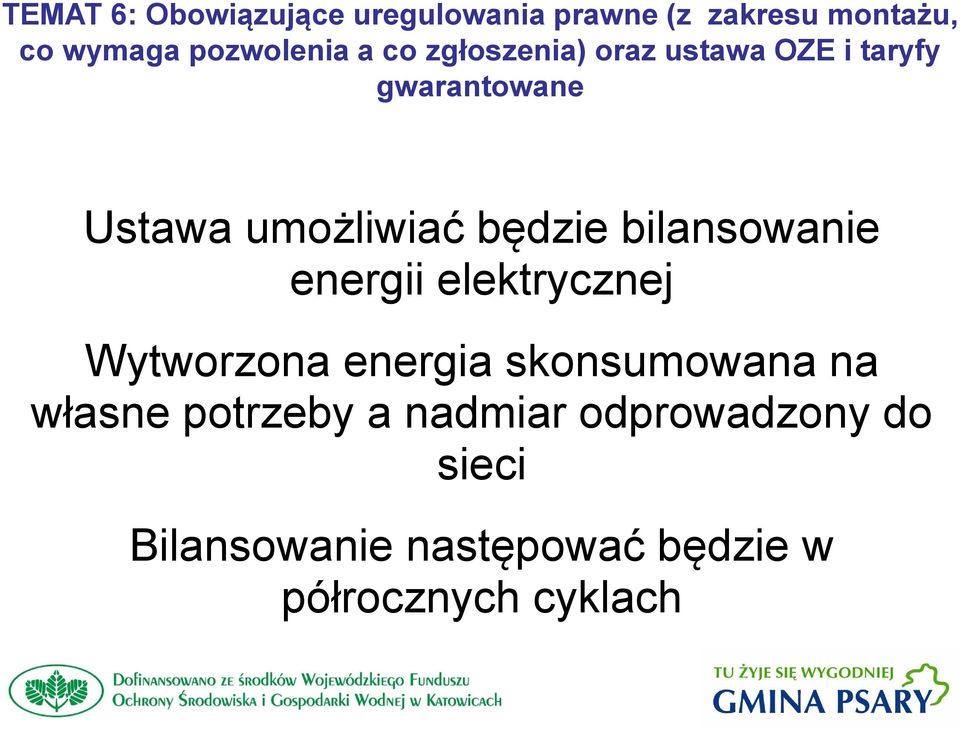 własne potrzeby a nadmiar odprowadzony do sieci