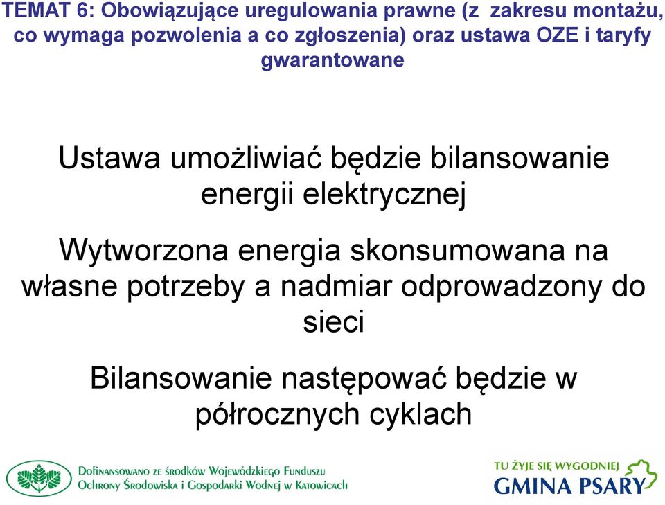 własne potrzeby a nadmiar odprowadzony do sieci