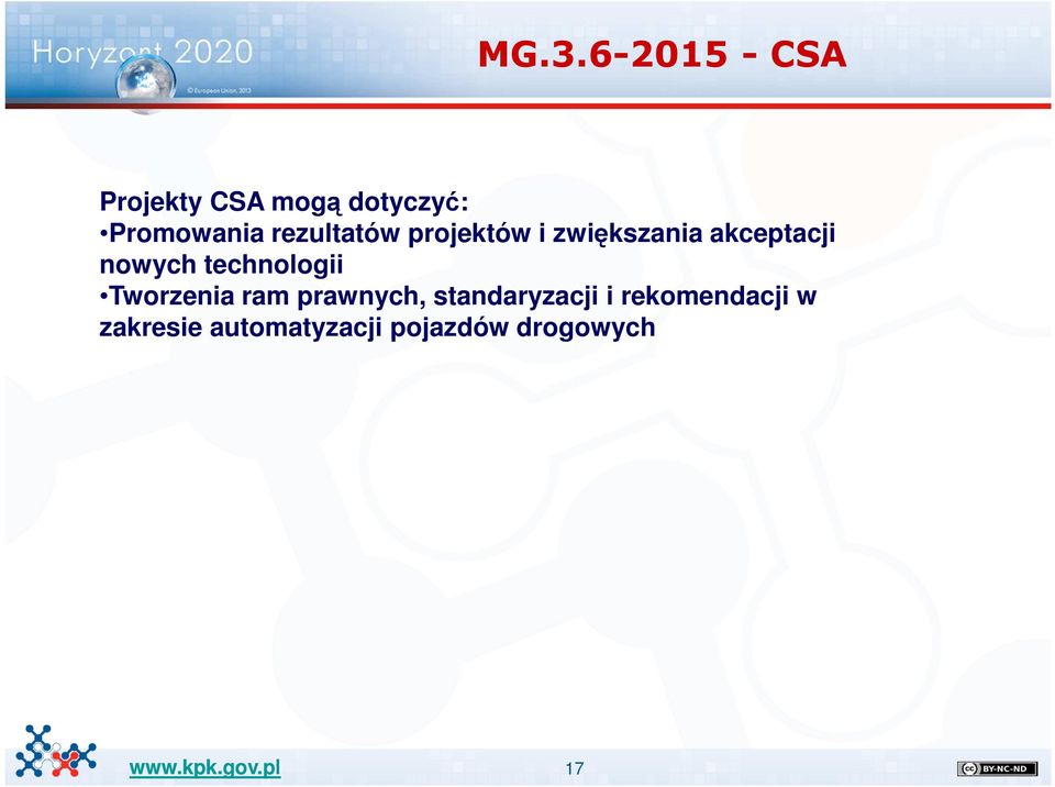 akceptacji nowych technologii Tworzenia ram prawnych,