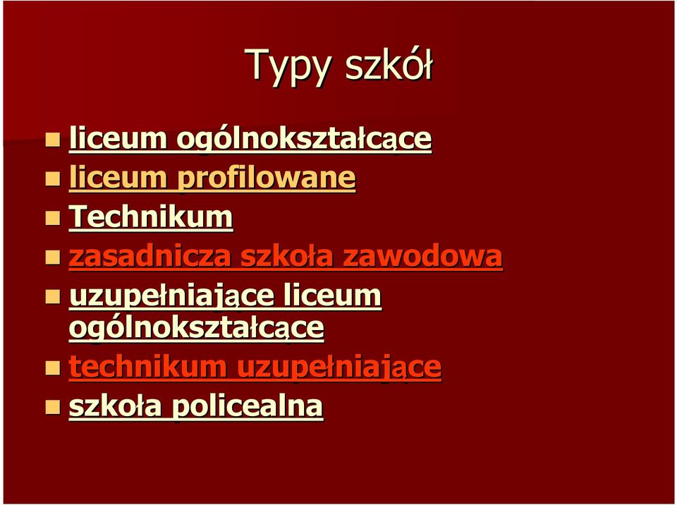 zawodowa uzupełniaj niające liceum ogólnokszta