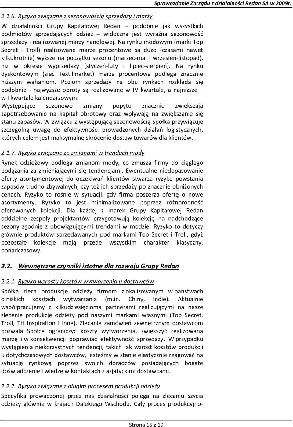 realizowanej marży handlowej.
