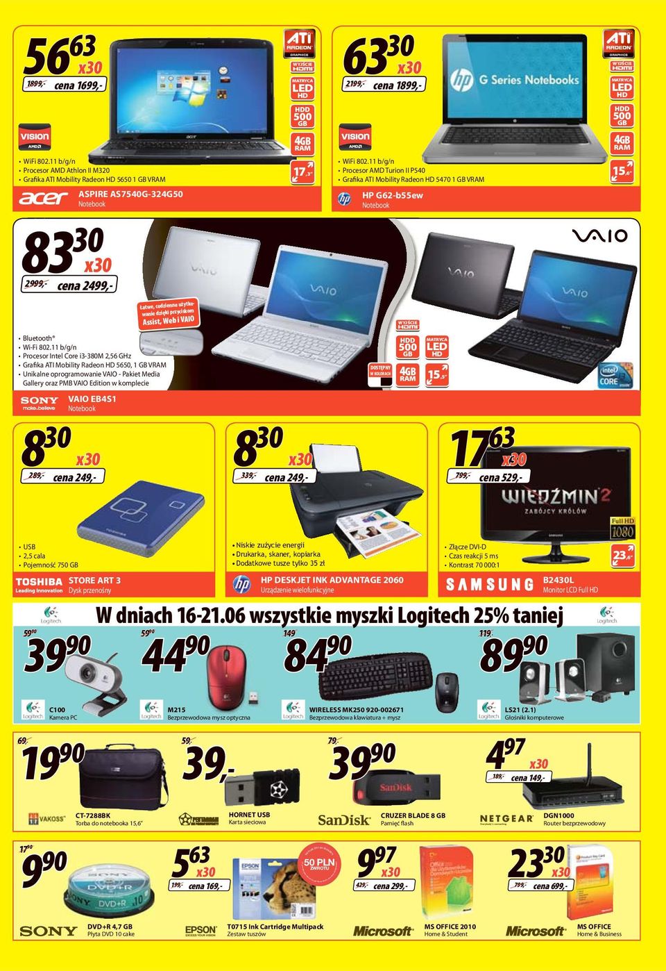 802.11 b/g/n Procesor MD Turion II P540 Grafika TI Mobility Radeon HD 5470 1 GB VRM 17,3 15,6 HP G62-b55ew Notebook MTRYC LED HD HDD 500 GB 4GB RM Bluetooth Wi-Fi 802.