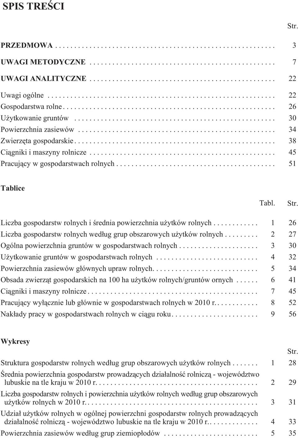 .. 1 26 Liczba gospodarstw rolnych wed³ug grup obszarowych u ytków rolnych... 2 27 Ogólna powierzchnia gruntów w gospodarstwach rolnych... 3 30 U ytkowanie gruntów w gospodarstwach rolnych.