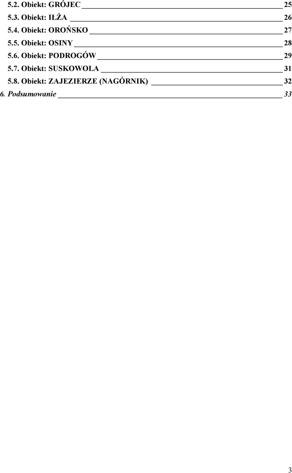 Obiekt: PODROGÓW 29 5.7. Obiekt: SUSKOWOLA 31 5.8.